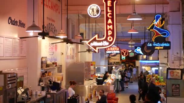 Los Angeles California Usa Oct 2019 Grand Central Market Street — Stock Video