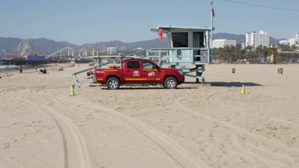 Santa Monica Los Angeles Usa Październik 2019 Estetyka Plaży Letniej — Wideo stockowe