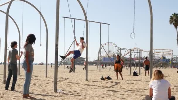 Santa Monica Los Ángeles Usa Oct 2019 Estética Playa Del — Vídeo de stock