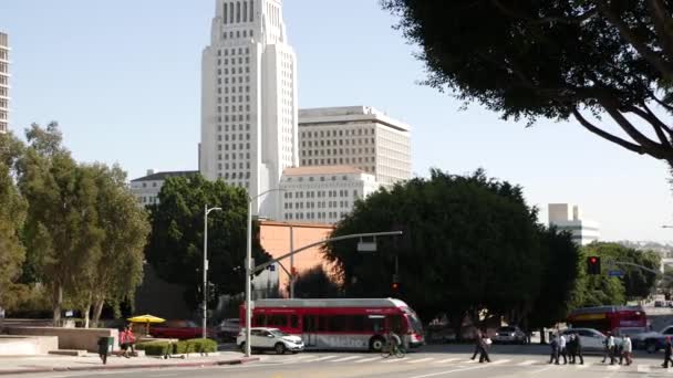 Los Angeles California Usa Oct 2019 대도시를 사람들 시내를 보행자들 — 비디오