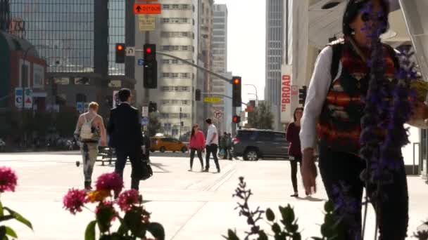 Los Angeles California Usa Oct 2019 People Walking Metropolis Pedestrians — Stock Video