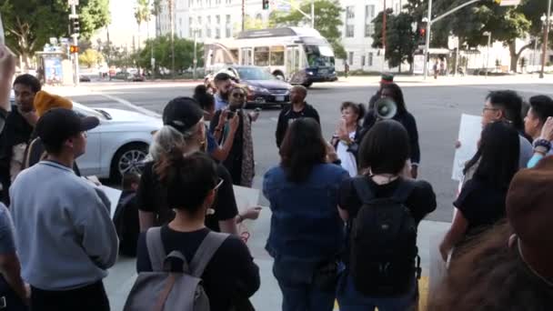 Los Angeles California Usa Oct 2019 People Strike Hall Justice — Stock Video