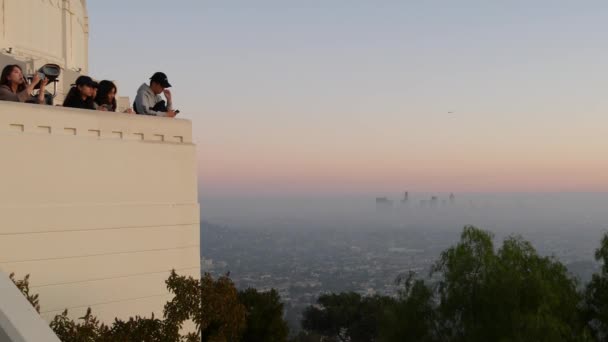Los Ángeles California Nov 2019 Mirador Del Observatorio Griffith Multitud — Vídeos de Stock