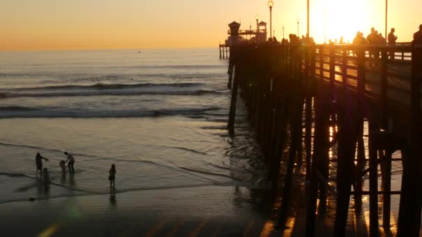 Oceanside California Usa Nov 2019 Muelle Madera Gente Caminando Turistas — Vídeo de stock