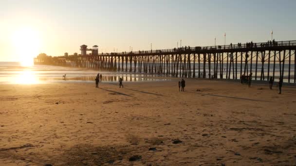 Oceanside California Usa Dicembre 2019 Molo Legno Persone Che Camminano — Video Stock