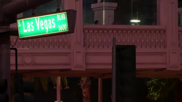 Las Vegas Nevada Usa Grudzień 2019 Znaki Drogowe Świecące Pasku — Wideo stockowe