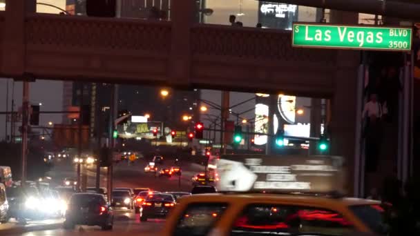 Las Vegas Nevada Usa Dec 2019 Дорожній Знак Світиться Смузі — стокове відео