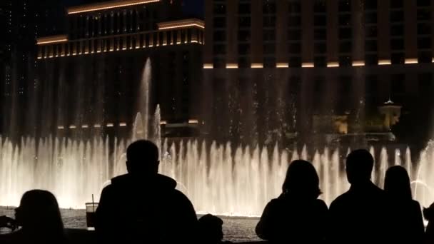 Las Vegas Nevada Usa Aralık 2019 Nsanlar Geceleri Bellagio Fountain — Stok video