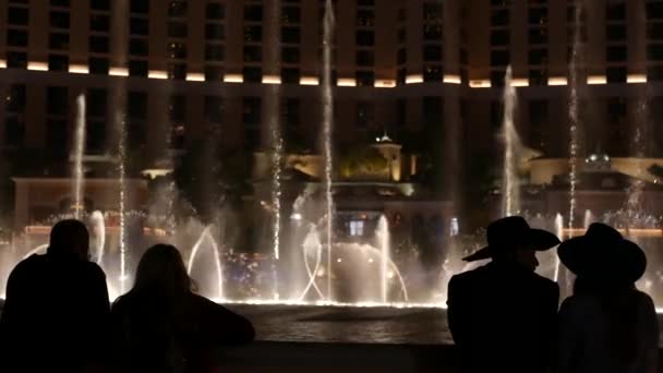 Las Vegas Nevada Usa Aralık 2019 Nsanlar Geceleri Bellagio Fountain — Stok video