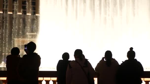 Las Vegas Nevada Usa Aralık 2019 Nsanlar Geceleri Bellagio Fountain — Stok video