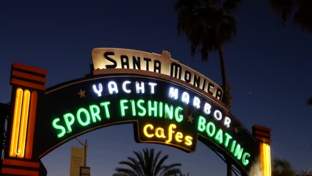 Santa Monica Los Angeles Usa Dezember 2019 Sommerzeit Ikonisches Vintage — Stockvideo