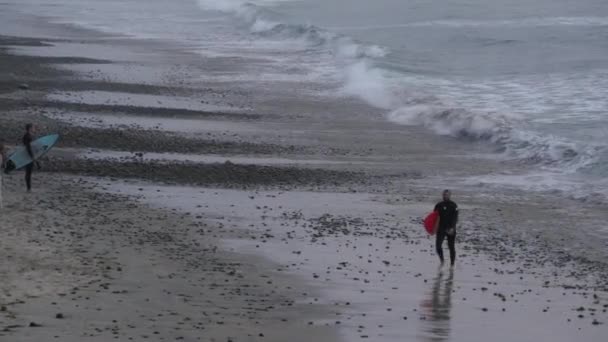 Encinitas Kalifornien Usa Dec 2019 Folk Går Stranden Efter Surfing — Stockvideo