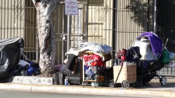 San Diego California Usa Ene 2020 Cosas Personas Sin Hogar — Vídeo de stock