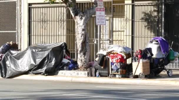 San Diego Kalifornien Usa Jan 2020 Ein Haufen Obdachloser Straßenbewohner — Stockvideo