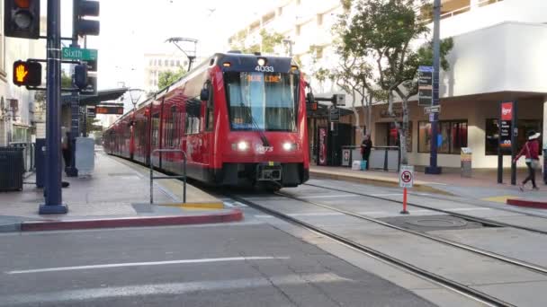 San Diego California Usa Gennaio 2020 Mts Carrello Tram Trasporto — Video Stock