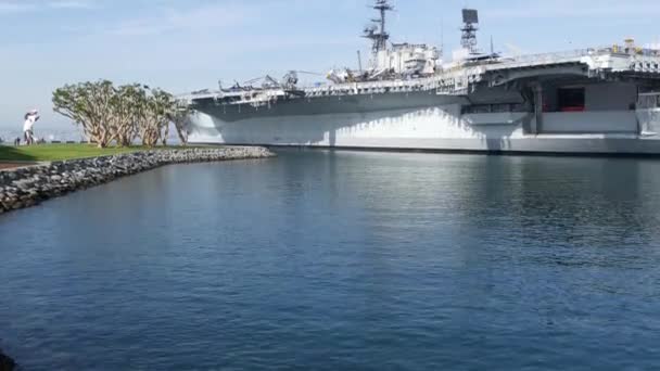 San Diego California Ene 2020 Portaaviones Militar Uss Midway Histórico — Vídeos de Stock