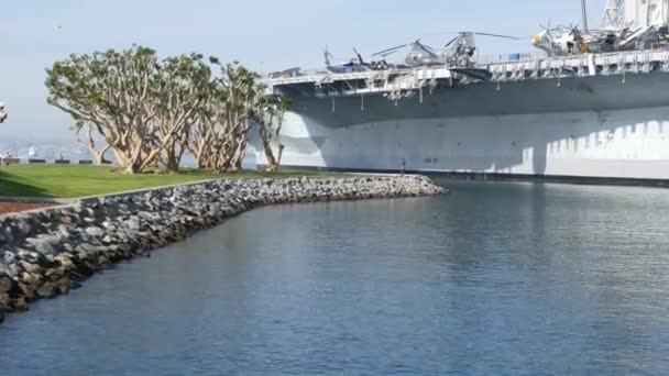 San Diego Kalifornien Usa Jan 2020 Uss Midway Militärflugzeugträger Historisches — Stockvideo