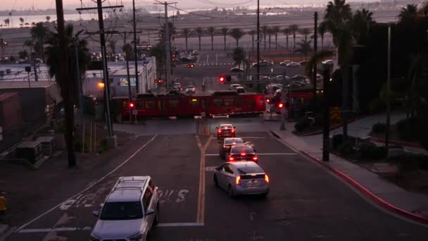San Diego Kalifornia Usa Styczeń 2020 Przejazd Kolejowy Pobliżu Międzynarodowego — Wideo stockowe