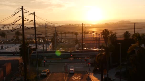 San Diego Kalifornia Usa Styczeń 2020 Przejazd Kolejowy Pobliżu Międzynarodowego — Wideo stockowe