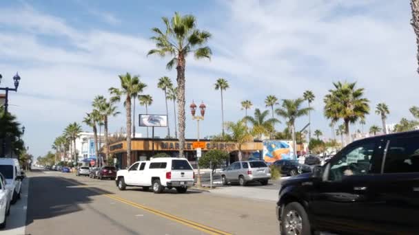 Oceanside California Usa Jan 2020 Palmbomen Typisch Amerikaanse Straat Pacific — Stockvideo