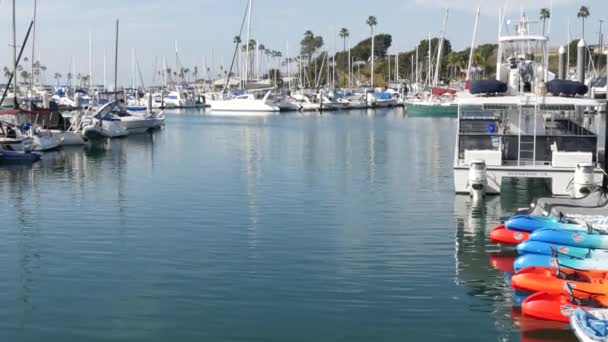 Oceanside Californië Jan 2020 Havendorp Aan Het Water Luxe Zeilboten — Stockvideo