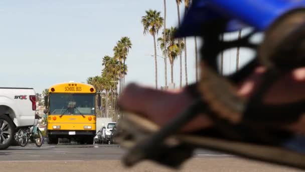 San Diego Californie États Unis Jan 2020 Bus Scolaire Jaune — Video