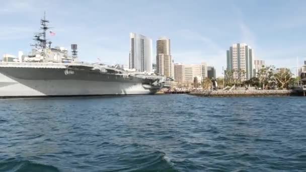 San Diego California Ene 2020 Portaaviones Militar Uss Midway Histórico — Vídeos de Stock