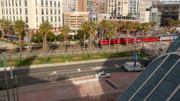 San Diego California Usa Jan 2020 Mts Rode Trolley Metropool — Stockvideo