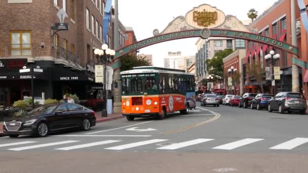 San Diego California Usa Jan 2020 Gaslamp Quarter Historic Entrance — 비디오