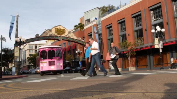 San Diego California Usa Jan 2020 Gaslamp Quarter Historic Entrance — 비디오