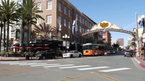 San Diego Kalifornia Usa Luty 2020 Dzielnica Gaslamp Historyczny Znak — Wideo stockowe