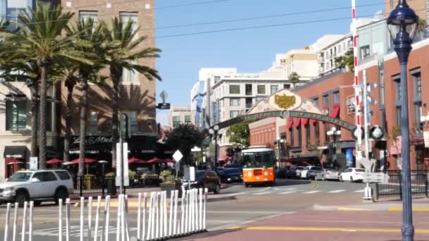 San Diego California Ηπα Φεβρουάριος 2020 Gaslamp Quarter Ιστορική Είσοδος — Αρχείο Βίντεο