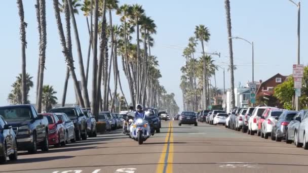 Oceanside Kalifornie Usa Února 2020 Auta Motorkáři Motorkách Nábřežní Silnice — Stock video