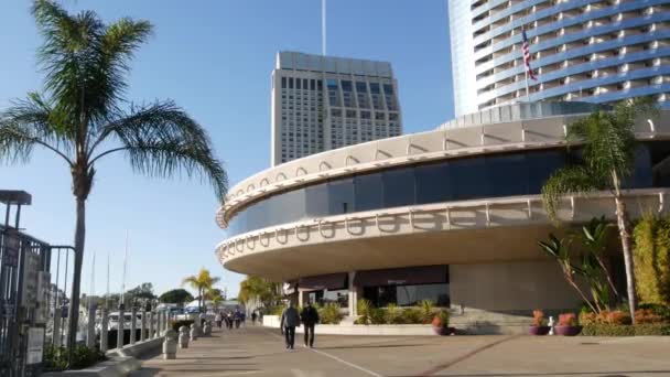 San Diego California Usa Feb 2020 Fotgängare Och Höghus Centrum — Stockvideo