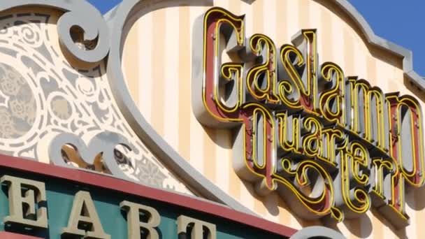 San Diego California Usa Şubat 2020 Gaslamp Quarter Tarihi Giriş — Stok video