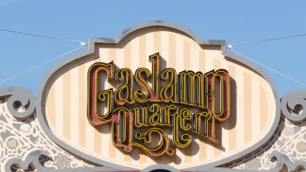 San Diego California Eua Fev 2020 Gaslamp Quarter Histórico Arco — Vídeo de Stock