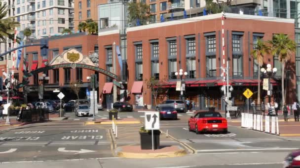 San Diego California Usa Şubat 2020 Gaslamp Quarter Tarihi Giriş — Stok video