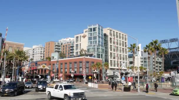 Сан Диэго Калифорния Сша Февраля 2020 Знак Gaslamp Quarter Ретро — стоковое видео