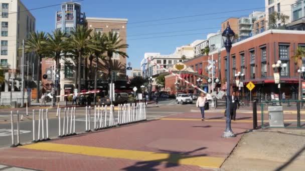 San Diego California Eua Fev 2020 Gaslamp Quarter Histórico Arco — Vídeo de Stock