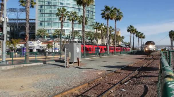 San Diego California Usa Feb 2020 Troli Coaster Commuter Dan — Stok Video