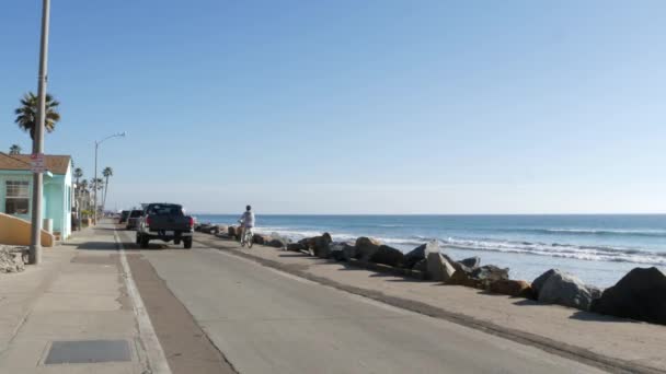Oceanside California Usa Február 2020 Emberek Séta Vízparti Sétány Tengerparti — Stock videók