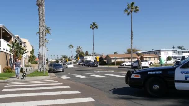 Oceanside California Usa Şubat 2020 Amerikan Polis Departmanı Devriye Arabası — Stok video