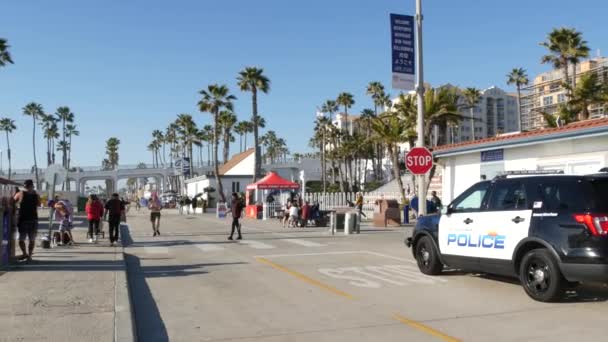 Oceanside California Feb 2020 Departamento Policía Estadounidense Patrulla Coche Escuadrón — Vídeo de stock