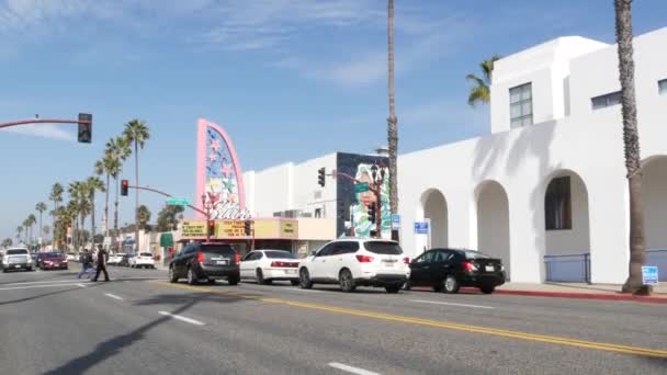 Oceanside Californië Feb 2020 Authentiek Sterrentheater Aan Pacific Coast Highway — Stockvideo