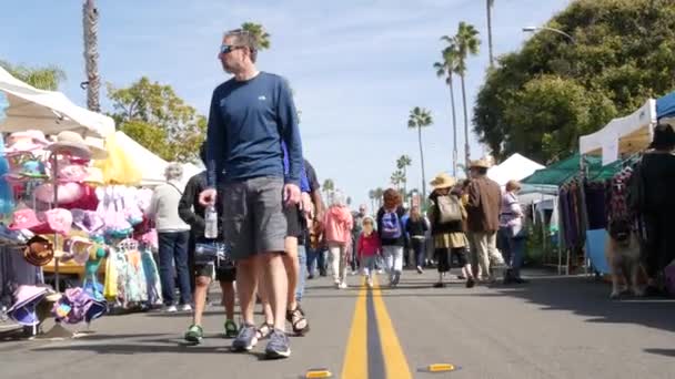 Oceanside Kalifornien Usa Feb 2020 Människor Går Marknadsplats Kunder Bondemarknaden — Stockvideo