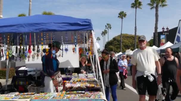 Oceanside California Feb 2020 Personas Caminando Mercado Clientes Mercado Agricultores — Vídeos de Stock