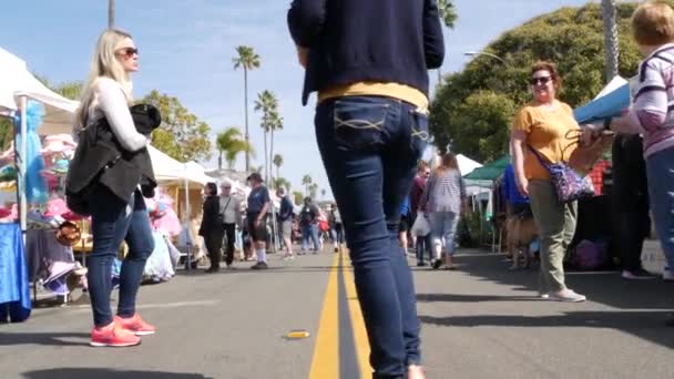Oceanside California Usa Úno 2020 Lidé Tržišti Zákazníci Farmářském Trhu — Stock video