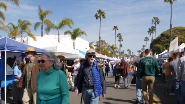 Oceanside California Usa Február 2020 Emberek Séta Piacon Vásárlók Mezőgazdasági — Stock videók