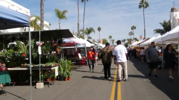 2018 Oceanside California Usa Feb 2020 People Walking Market Customers — 비디오