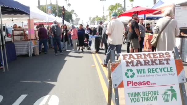 Oceanside California Usa Úno 2020 Lidé Chodící Tržišti Zákazník Farmářském — Stock video
